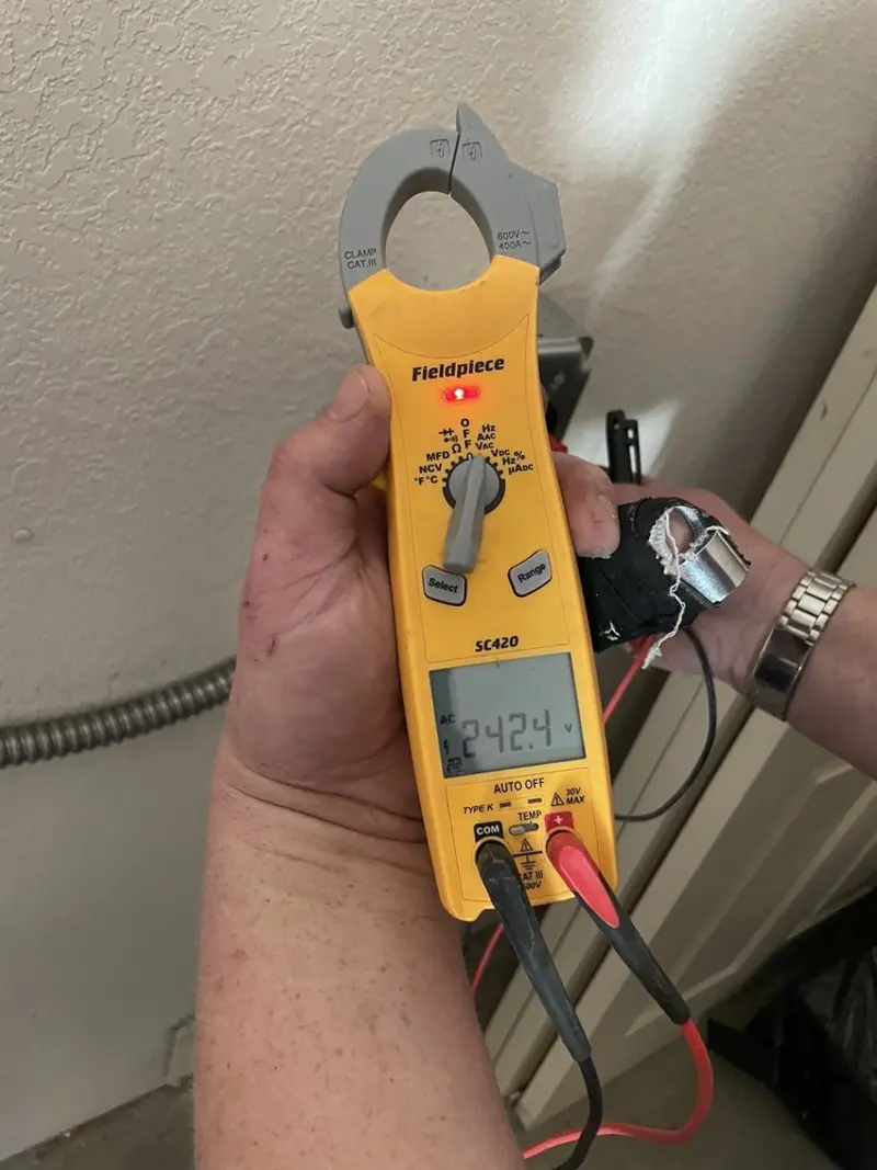 Voltage testing with clamp meter during Aluminum Wiring Replacement in Fremont